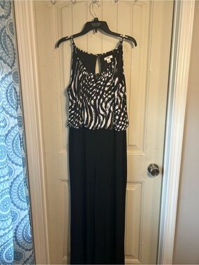 Cato Black and White Printed Maxi length jumpsuit size large